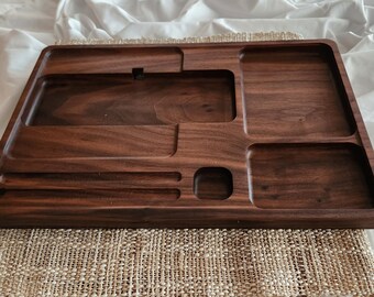 Valet Docking Station, All Natural Wood Charging Station, Men's Valet Organizer, Nightstand Organizer.