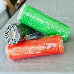 Fall Halloween deco mesh for crafting fall projects wreaths making bows coordinating Halloween color mesh rolls