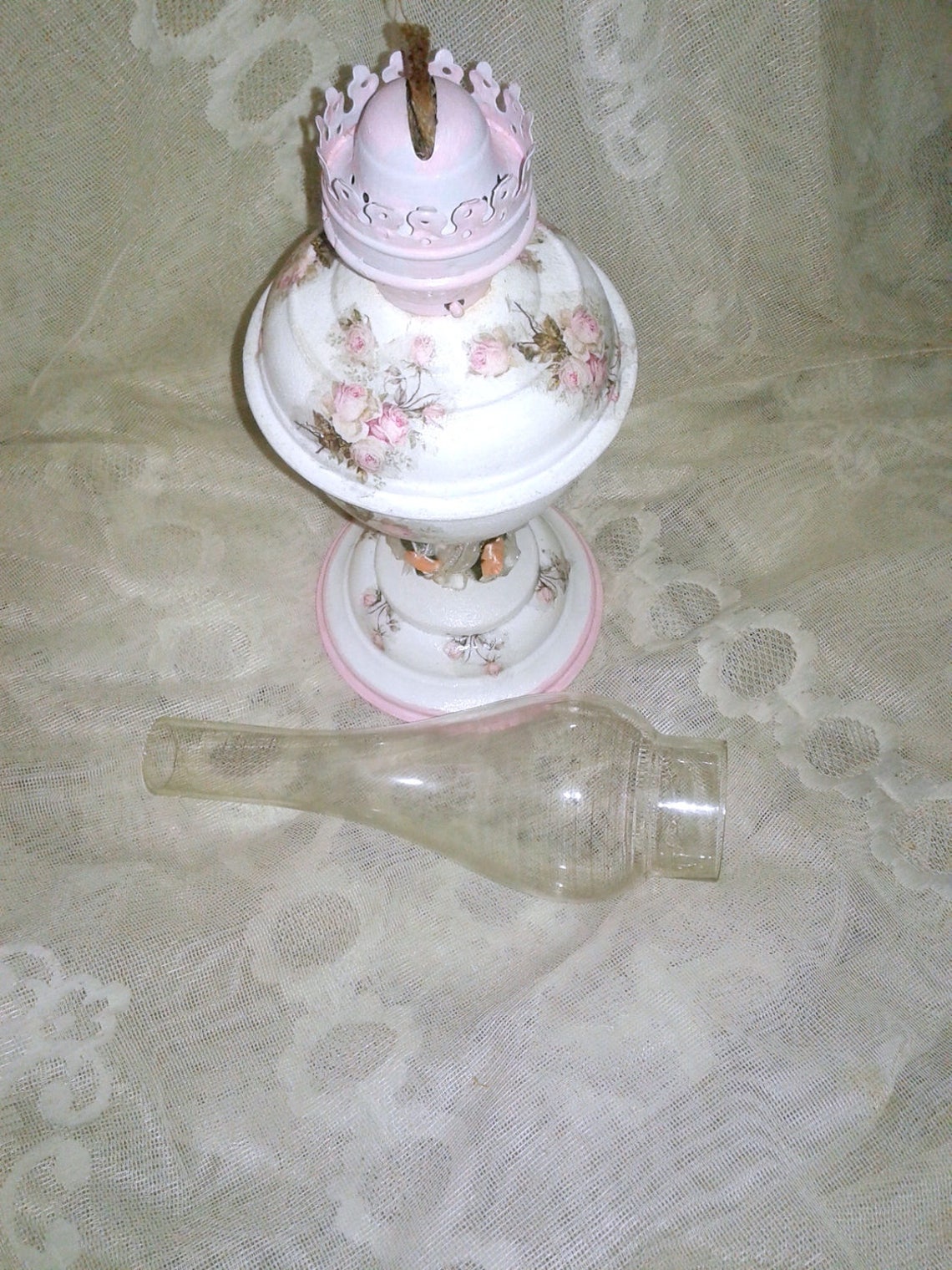 Authentic 1950s Fuel Oil Lamp Decoupage Oil Lamp Country Side Etsy