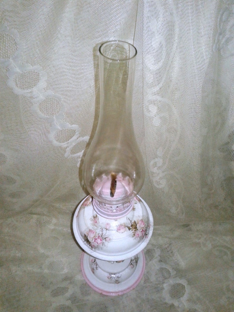 Authentic 1950s Fuel Oil Lamp Decoupage Oil Lamp Country Side Etsy
