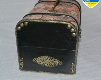 Made in Ukraine Dower chest, Map Treasure box, Ancient map, Pirate treasure box, Travelers box, Traveler chest