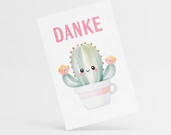 DinA6 Karte "Danke" - Kaktus 7 | Grußkarte / Postkarte / Geschenkkarte / Kunstdruck