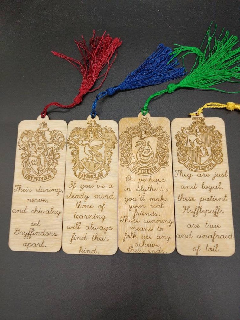 Harry Potter Themed Bookmarks Laser Cut and Engraved on Wood | Etsy