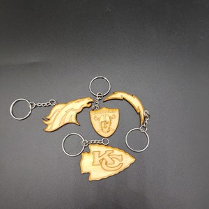 NFL, AFC West, Team Logo Keychains, Laser Cut and Engraved on Wood image 6