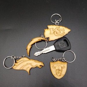 NFL, AFC West, Team Logo Keychains, Laser Cut and Engraved on Wood image 7