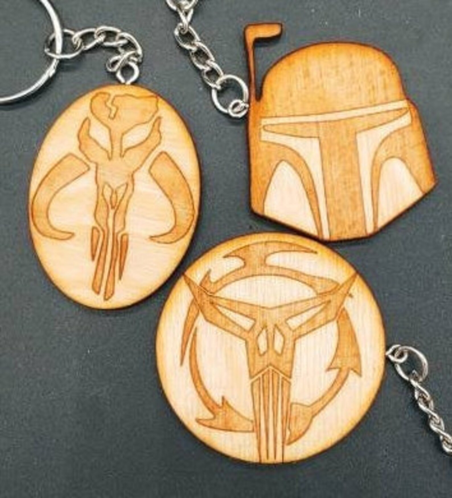 Star Wars Themed Keychains Laser Cut and Engraved on Wood Etsy