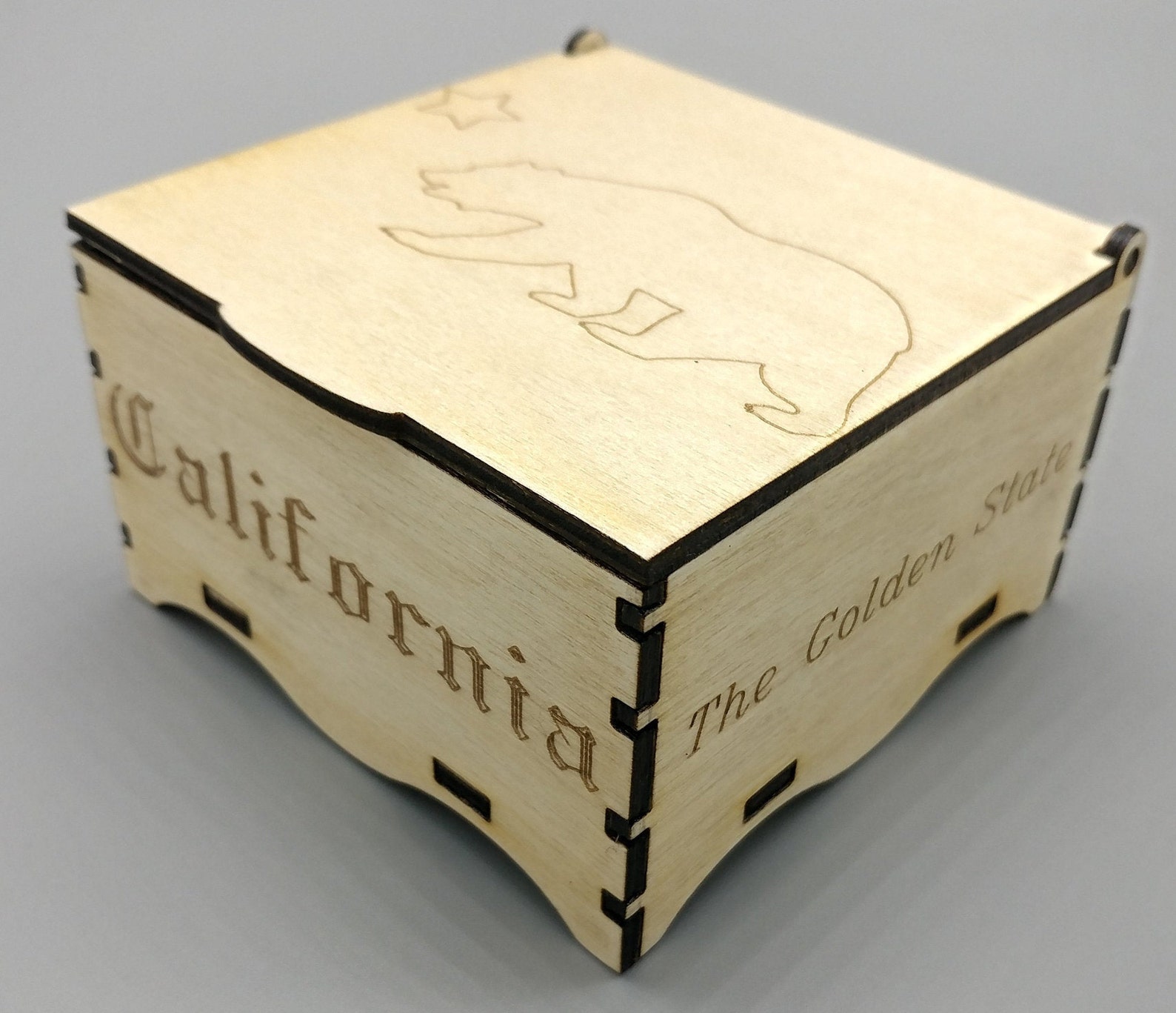 State Slogan Boxes Laser Cut and Engraved on Wood Etsy