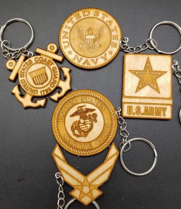 United States Military Logo Keychains Laser Cut and Engraved Etsy