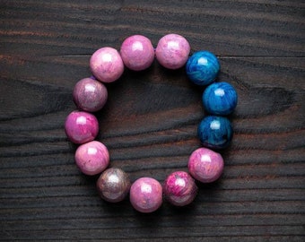 Handbemaltes Perlenarmband - Perlenarmband - Peonie rosa - Perlenschmuck - Pixie Girl Geschenk - buntes Armband