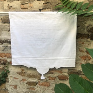 French Country Style Valance Lined Custom Size Scalloped Cotton Curtains Cottage Kitchen Simple White Romantic Pleated Farmhouse Curtain