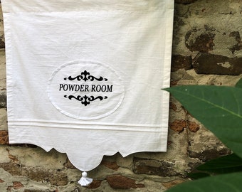 Powder Room Curtain French Country Style Bathroom Valance Lined Custom Size Scalloped Cotton Curtain Cottage Romantic Farmhouse Window Decor