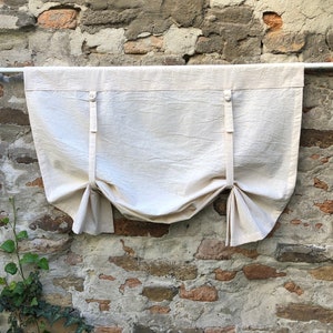 Natural Beige Cotton Curtains Country Kitchen Tie Up Valance French Farmhouse Living Room Farmhouse Roll Up Curtain Swedish Japandi Blind