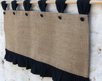 Burlap Curtains Cottage Kitchen Ruffle Valance Simple Rustic French Country Window Treatment Natural Burlap Primitive Farmhouse Jute Decor