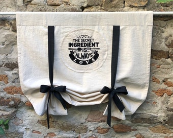 Kitchen Curtain Modern Farmhouse Roll Up Black Ties Lined Valance Window Treatment French Country Curtain Beige/White Cotton Cottage Shade