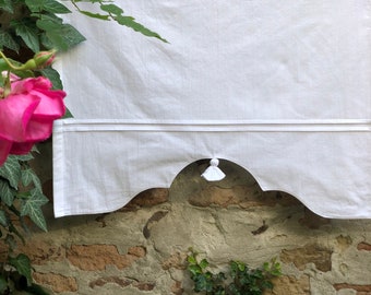 French Country Style Cotton Valance Lined Custom Size Curtains Cottage Kitchen Simple White Romantic Pleated Farmhouse Half Curtain Panel