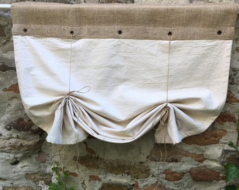 Tie Up Burlap Curtains Country Kitchen Valance Rustic Living Room Modern Farmhouse Custom Size Panel Lined Jute Cafe Curtain Roll Up Blind