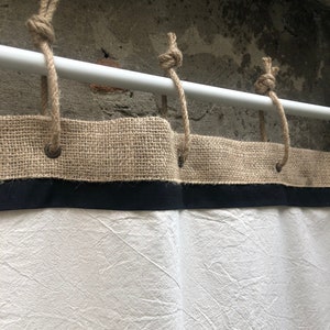 Farmhouse Panel Curtain With Grommets and Jute Rope Extra Wide Burlap Cafe Curtains Rustic ...