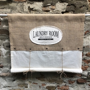 Burlap Laundry Valance Tie Up Country Curtain Rustic Modern Farmhouse Window Treatments Custom Size Blind Roll Up Cafe Curtains Panel