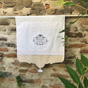 French Country Style Valance Lined Custom Size Scalloped White&Beige Cotton Curtains Cottage Simple Valances Romantic Farmhouse Curtain