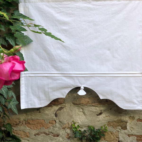 French Country Style Cotton Valance Lined Custom Size Curtains Cottage Kitchen Simple White Romantic Pleated Farmhouse Half Curtain Panel