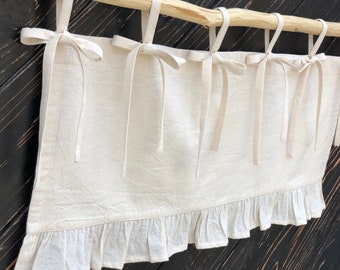 French Country Curtains Cottage Kitchen Ruffle Valance Beige French Chic Ruffled Window Treatment  Modern Farmhouse Curtain Tab Top Valances