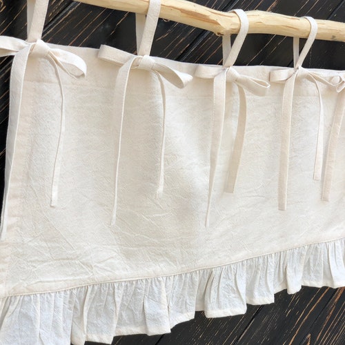 French Country Curtains Cottage Kitchen Ruffle Valance Simple Etsy