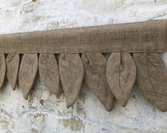 Burlap Curtains Primitive Valance Botanical Curtain Bohemian Rustic Farmhouse Window Treatments Primitive Natural Jute Wabi Sabi Decor