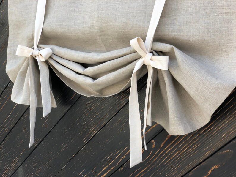 Linen Curtains Country Kitchen Tie up Valance Rustic Window Etsy