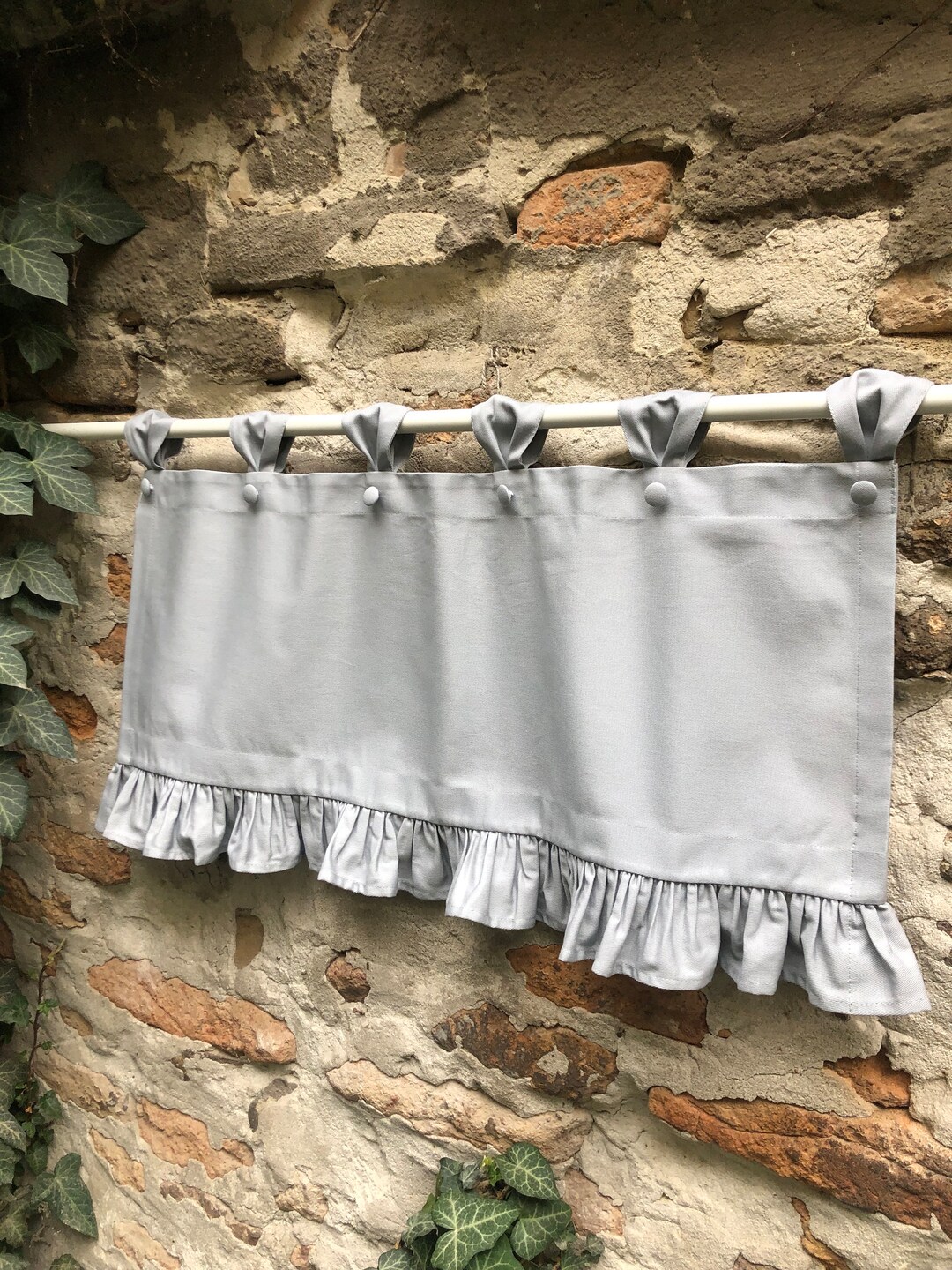 Gray Valance Modern Farmhouse Ruffled Curtains Cottage Tab Top Valances ...
