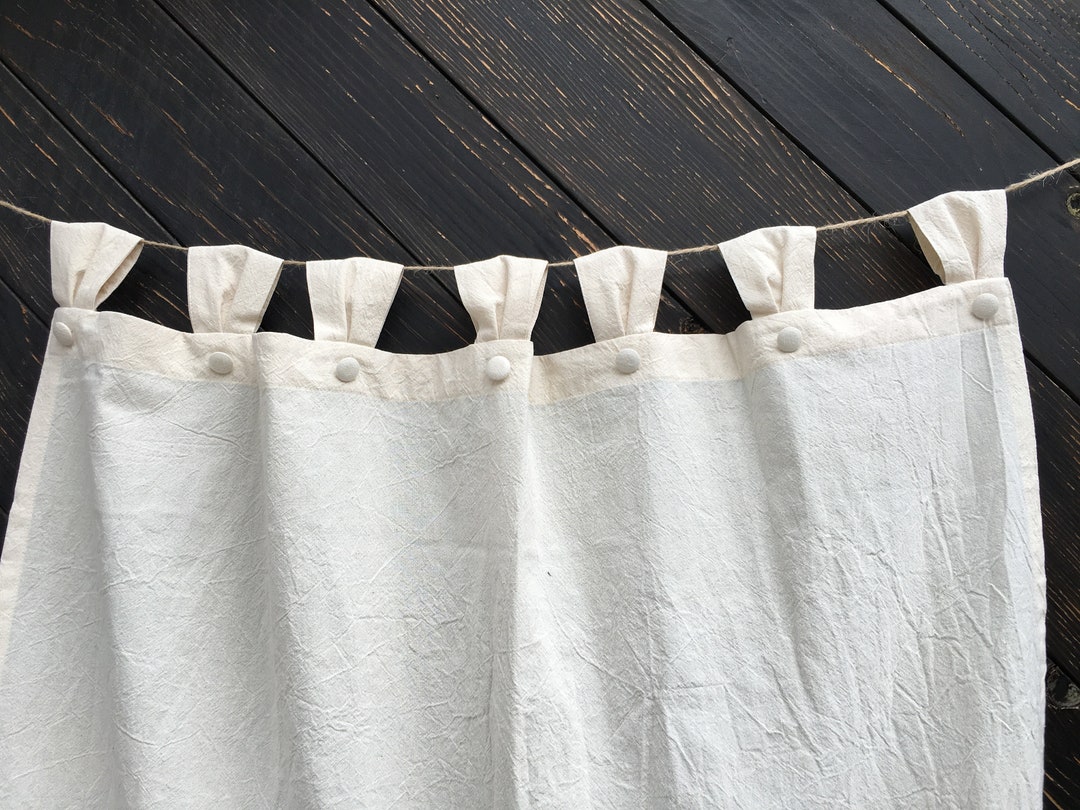 French Country Cafe Curtains Cottage Kitchen Ruffle Panel Tab Top Window Treatment Natural/white