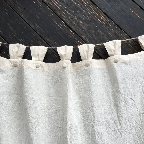 French Country Cafe Curtains Cottage Kitchen Ruffle Panel Tab Top Window Treatment Natural/White Cotton Farmhouse Tier Curtains Ruffled