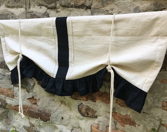 Vintage Grain Sack Inspired Valance  Natural Beige Cotton French Country Lined Curtains Cottage Kitchen Valances Farmhouse  Curtains