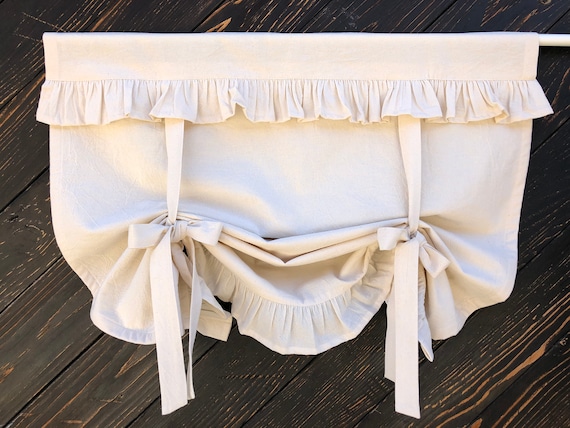 Farmhouse Ruffled Curtain Country Kitchen Tie Up Valance Farmhouse Ruffled Curtain Country, Country Living Curtains