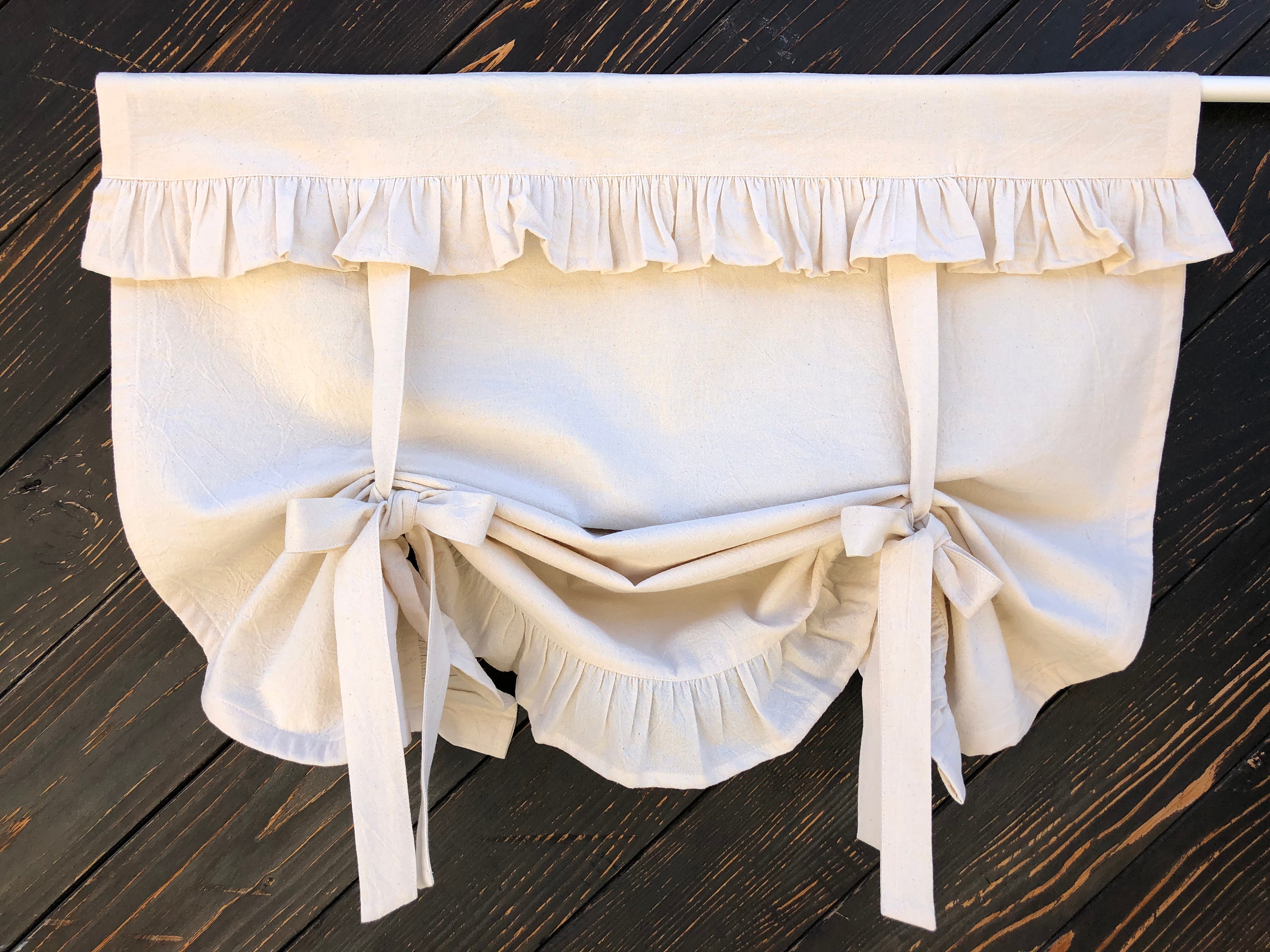 Farmhouse Ruffled Curtain Country Kitchen Tie up Valance Etsy