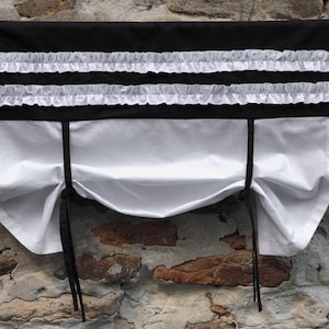 Black And White Valance Ruffled Curtains Cottage Kitchen Tie Up Valances Ruffle French Country Window Treatment  Cotton Farmhouse Decor