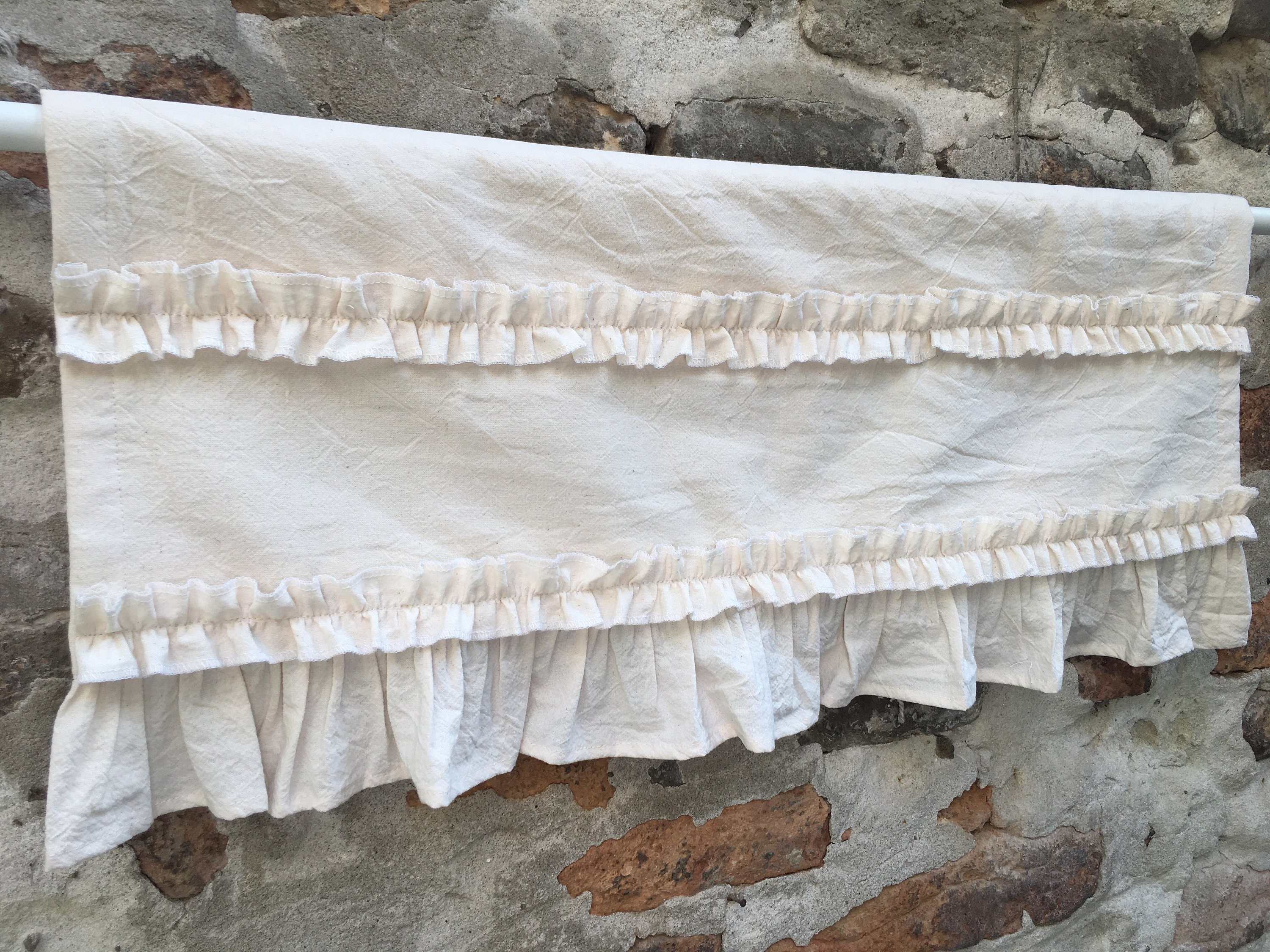 Double Ruffled Curtains Cottage Kitchen French Country Valance Etsy Double Ruffled Curtains Cottage Kitchen French Country Valance Etsy