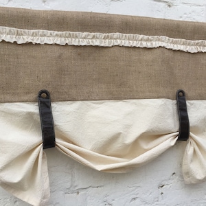 Burlap Curtains Kitchen Ruffle Valance Faux Leather Tie Up Country Curtain Rustic Farmhouse Window Treatments Primitive Jute Custom Valances