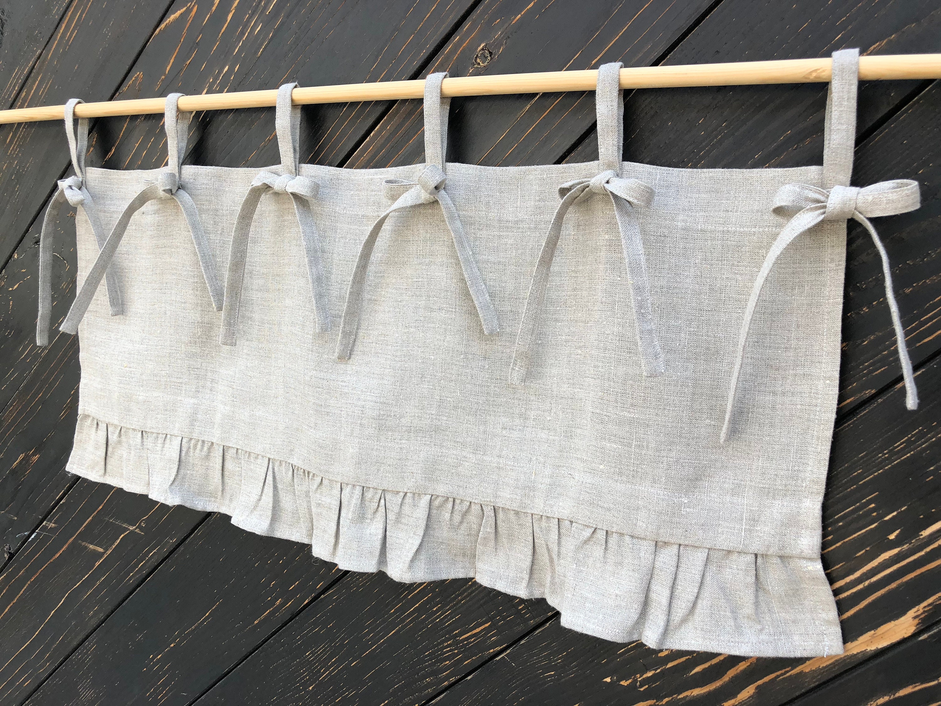 Linen Curtains French Country Chic Cottage Ruffle Valance Etsy