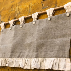 Linen Curtains Cottage Kitchen Ruffle Valance Simple Rustic - Etsy
