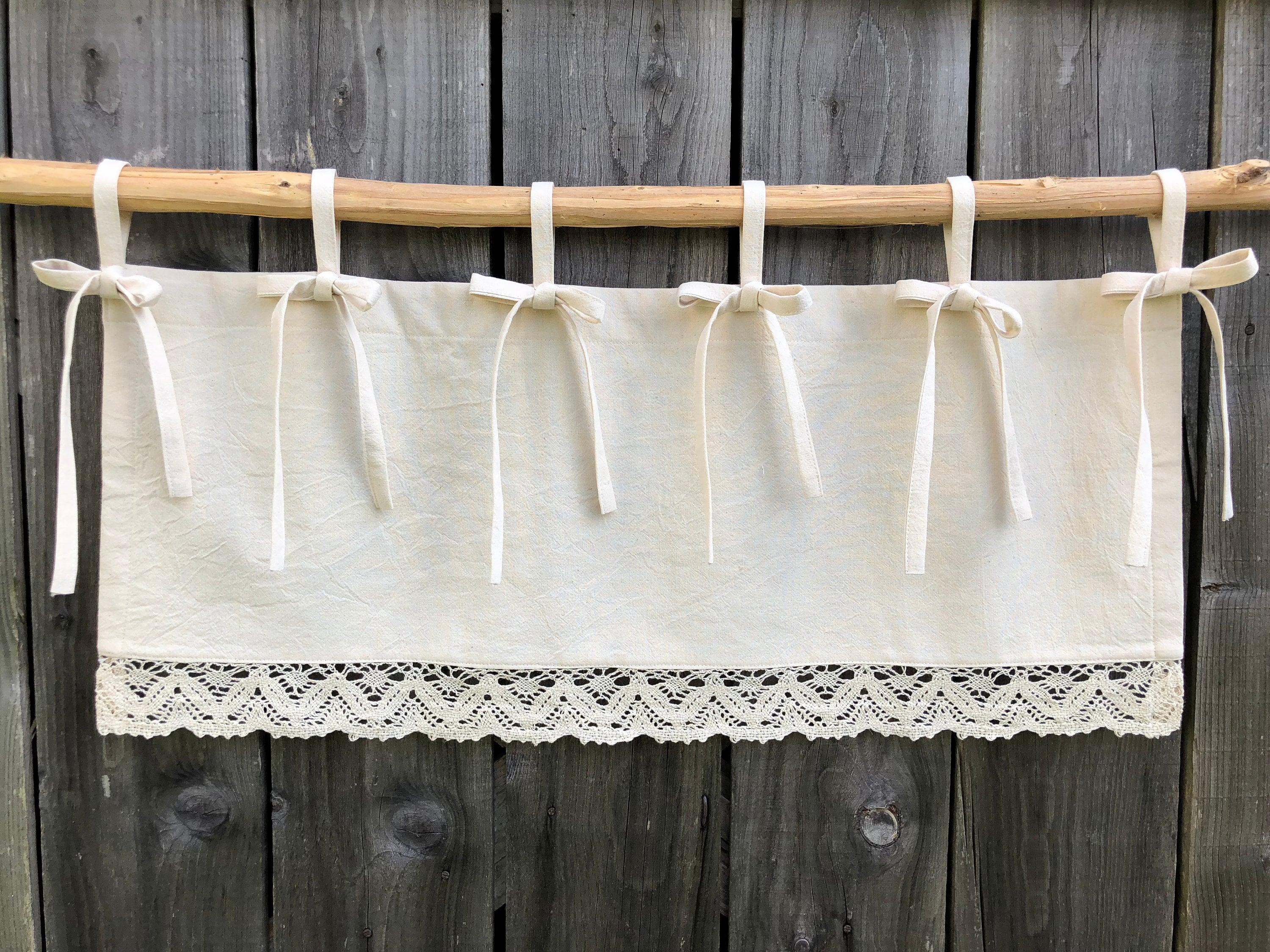 French Country Curtains Cottage Kitchen Lace Valance Simple Etsy