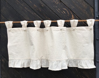 French Country Rustic Lined Curtains Cottage Kitchen Ruffle Valance Shabby Window Treatment Natural Cotton Modern Farmhouse Cafe Curtains