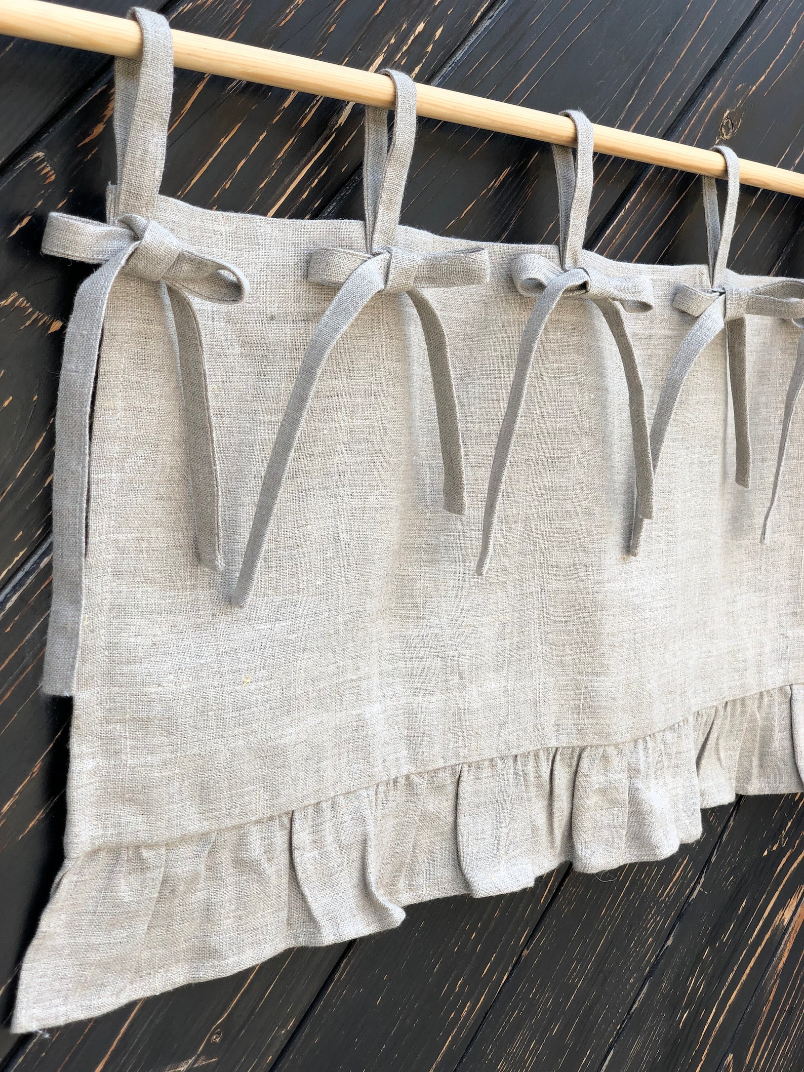 Linen Curtains French Country Chic Cottage Ruffle Valance | Etsy