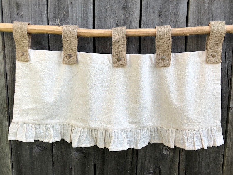 French Country Curtains Cottage Burlap Kitchen Ruffle Valance Simple French Chic Country Ruffled Window Treatment Farmhouse Curtain Valances Curtains Window Treatments Home Living Tripod Ee