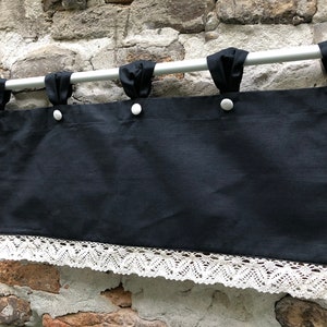 Black Cotton Modern Farmhouse Lace Curtains Cottage Valance Simple French Country Window Treatment  Kitchen Tab Top Curtain Custom Size