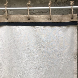 Farmhouse Panel Curtain With Grommets and Jute Rope Extra Wide Burlap Cafe Curtains Rustic ...