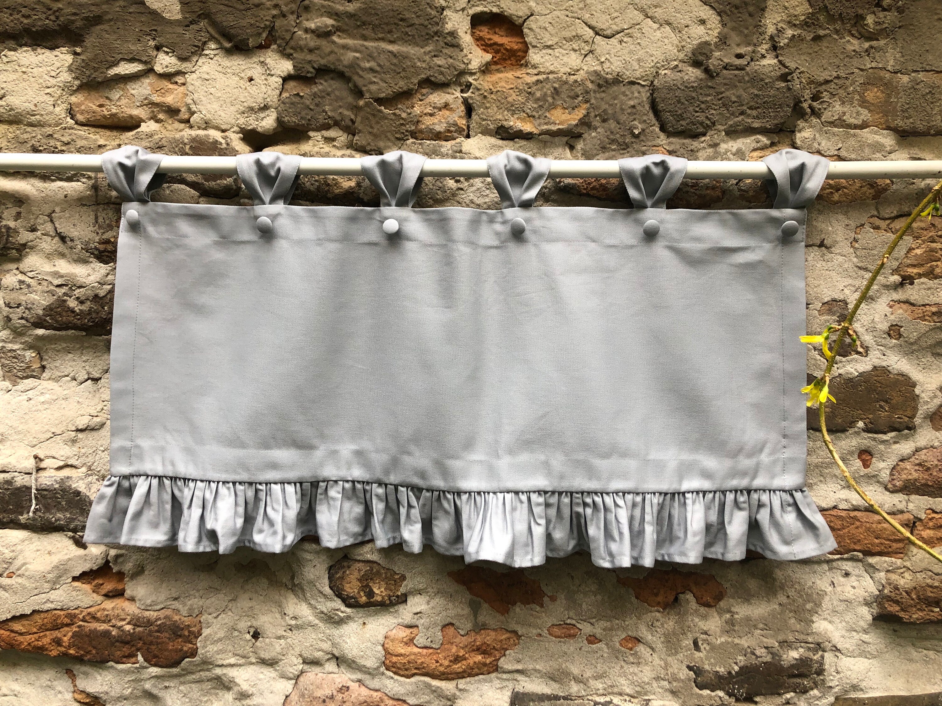 Gray Valance Modern Farmhouse Ruffled Curtains Cottage Tab Top Valances ...
