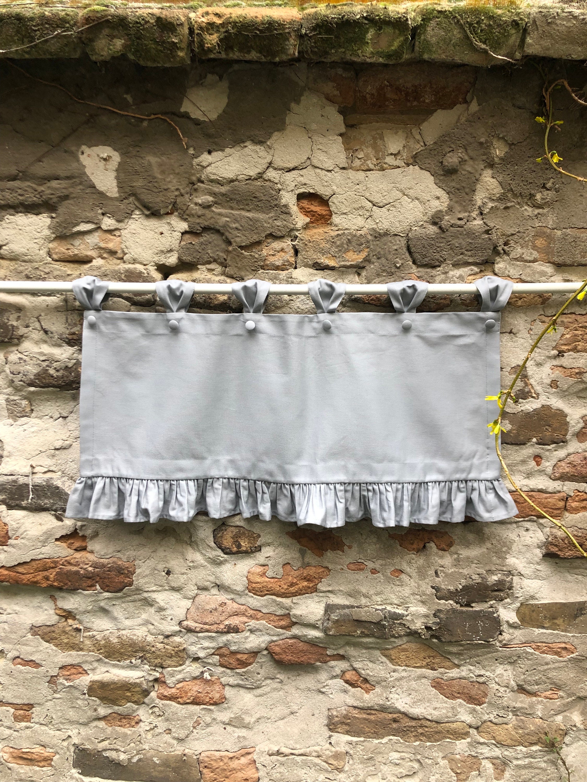 Gray Valance Modern Farmhouse Ruffled Curtains Cottage Tab Top Valances ...