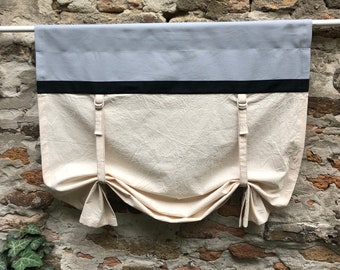 Gray Beige Window Shade Roll Up Valance Tie Up Curtain Modern Farmhouse  French Country Cafe Curtain Custom Size Living Room Blind