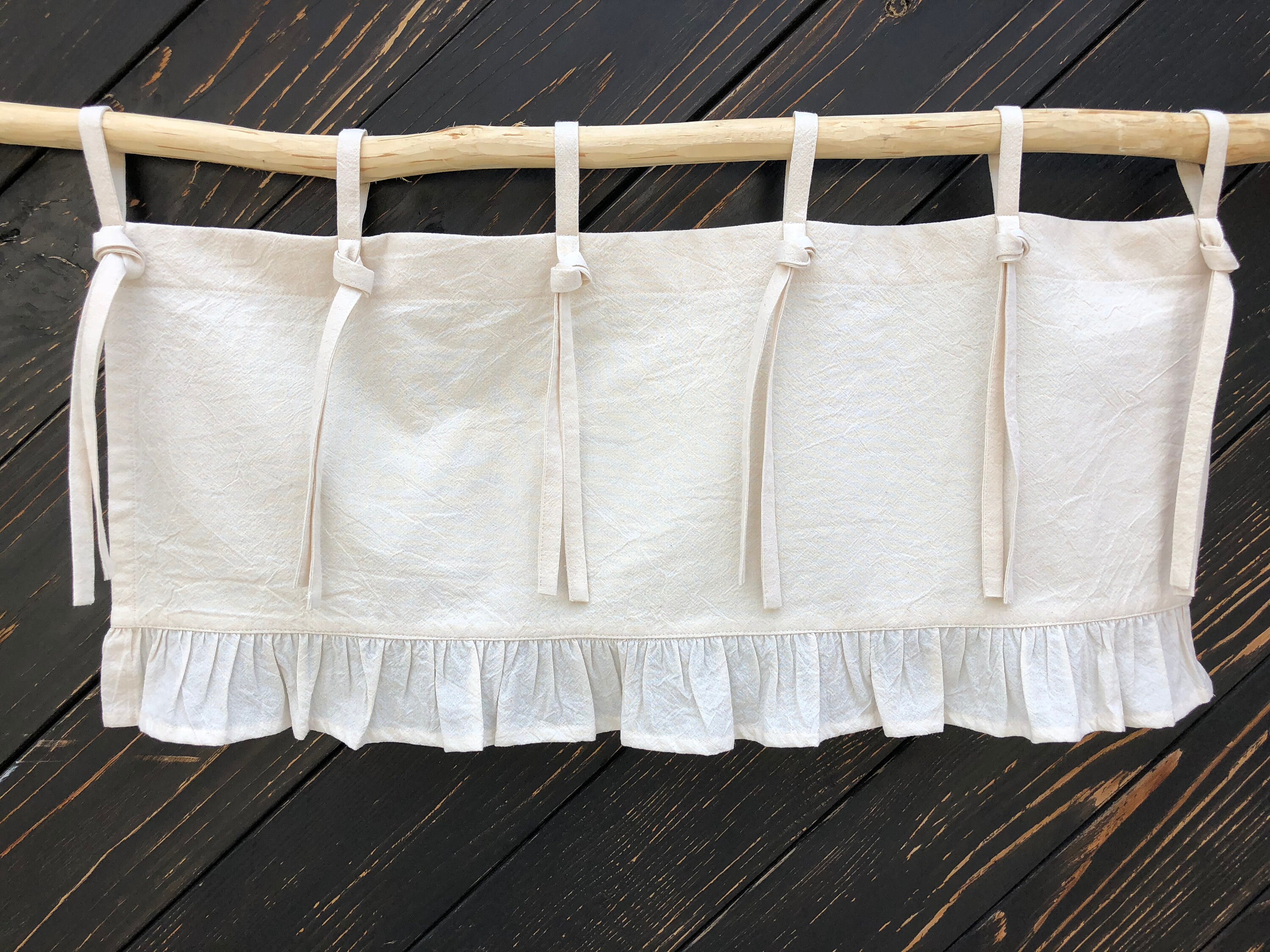 French Country Curtains Cottage Kitchen Ruffle Valance Simple Etsy