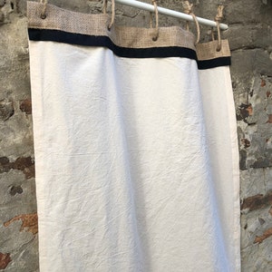 Farmhouse Panel Curtain With Grommets and Jute Rope Extra Wide Burlap Cafe Curtains Rustic ...